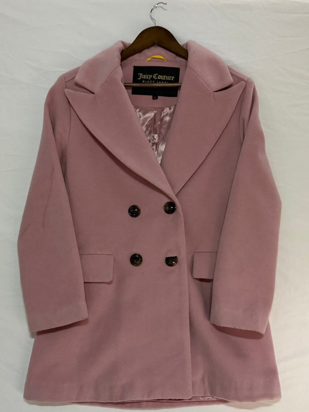 Juicy Couture Black Label Pink Double Breasted Peacoat Small Womens Y2K